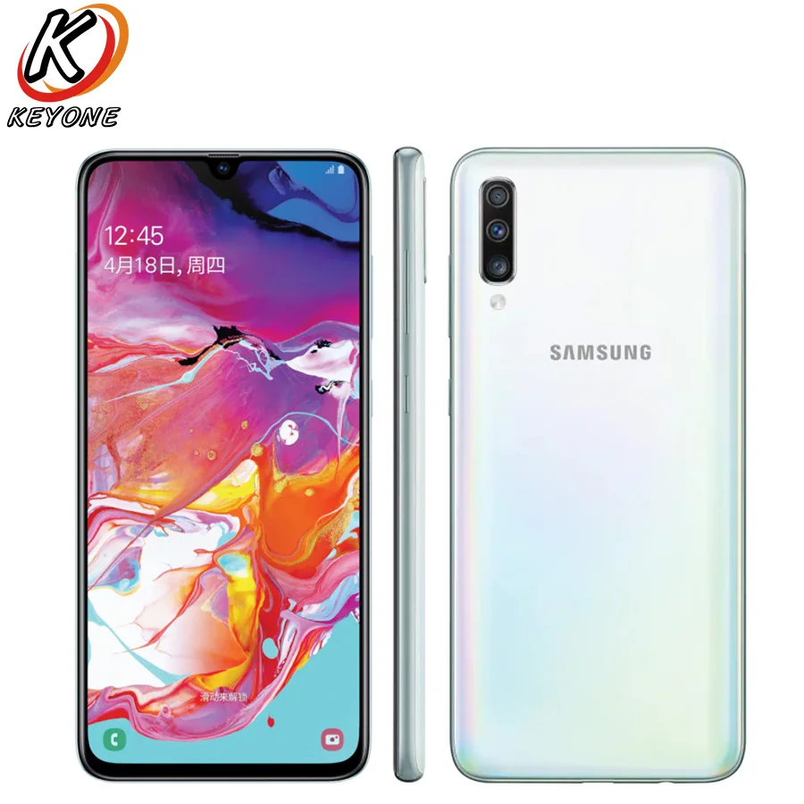 Новинка, мобильный телефон samsung Galaxy A70 A7050, 6,7 дюймов, 8 ГБ ОЗУ, 128 Гб ПЗУ, Восьмиядерный процессор Snapdragon 675, 20:9, дроп-экран, телефон nfc