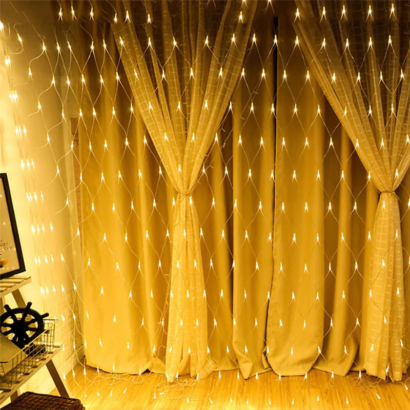 1.5x1.5/3X2/6X4/10X8 LED Garland Curtain Mesh Net string fairy Lights Outdoor Waterproof Decorative Holiday Party Christmas