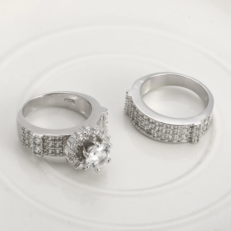 

925 Silver Crystal Zircon Wedding Ring Set Boho Stone Finger Ring Promise Bridal Engagement Rings For Women Fashion Jewelry Gift