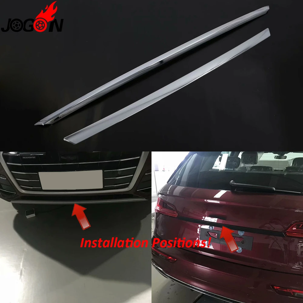 

Bright ABS Chrome For Audi Q5 FY 2018 2019 Car Styling Front Bumper Trim & Rear Tail Trunk Light Lamp Middle Strip Cover Molding