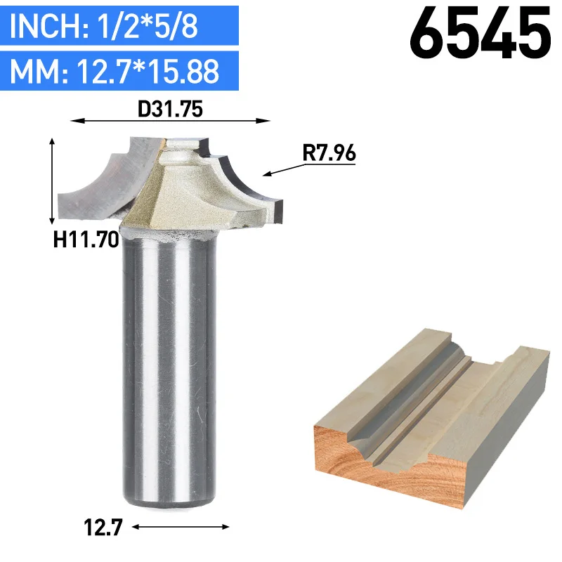 HUHAO 1 шт. 1/" хвостовик триммерные фрезы для дерева, карбида вольфрама, деревообрабатывающие гравировальные концевые инструменты для твердой древесины, МДФ - Длина режущей кромки: 6545