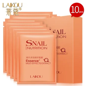

LAIKOU 10PCS/Box Snail essence Multi-effect repair Facial Mask Shrink Pores Blackhead Remover Whitening Skin Care