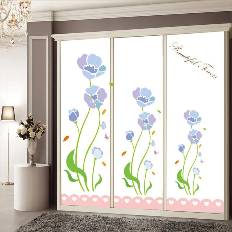 Elegant flowers wardrobe stickers PVC Material DIY wall decals for
