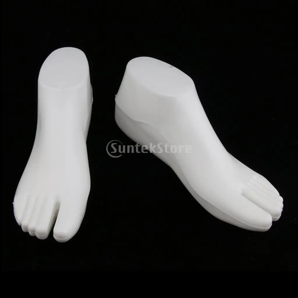 Pair 22cm Female Feet Mannequin Sock Shoes Sandal Ankle Chain Display Foot Model Stand, Plastic