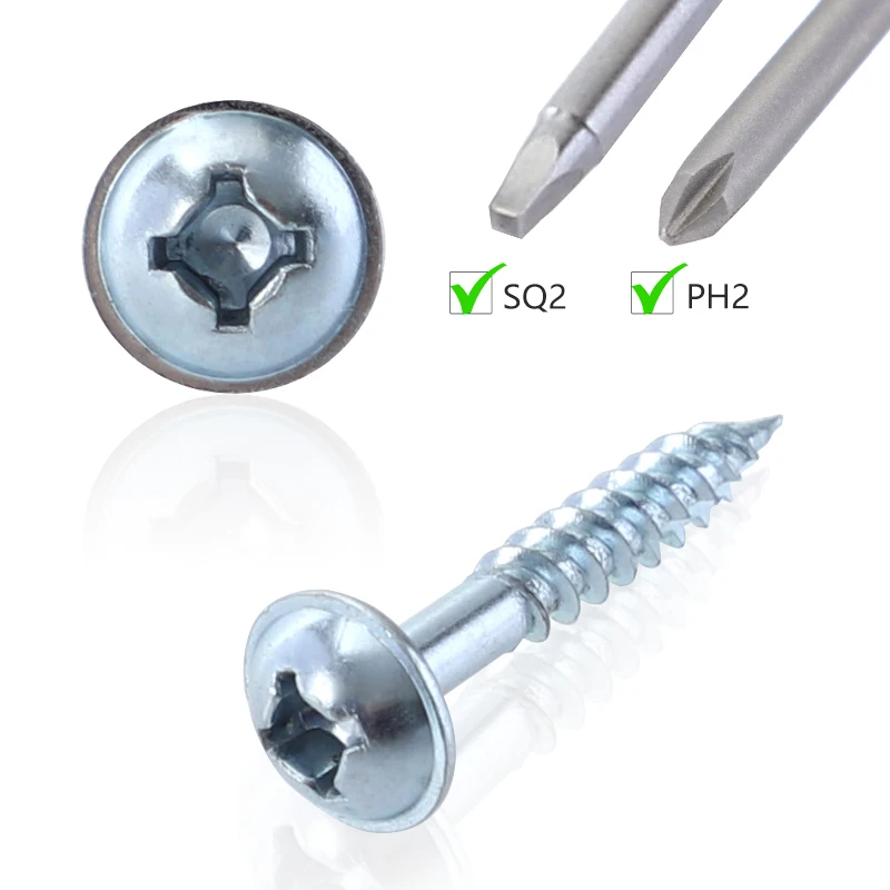  Pocket Hole Screw 4*25mm Self Tapping Screw Fine/Coarse Phillips & Square Washer Head Screw Set For