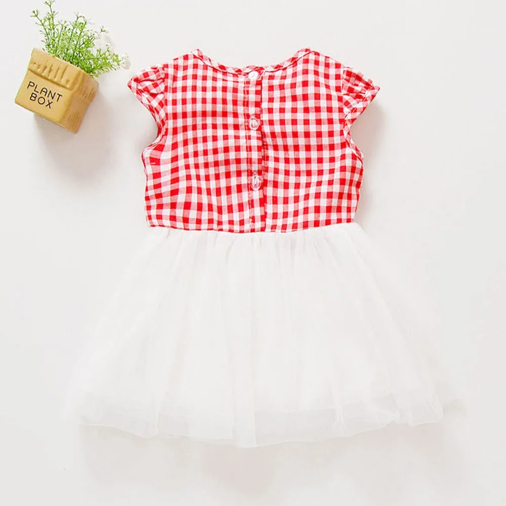 Vestido infantil/повседневное клетчатое платье с бантом для новорожденных девочек