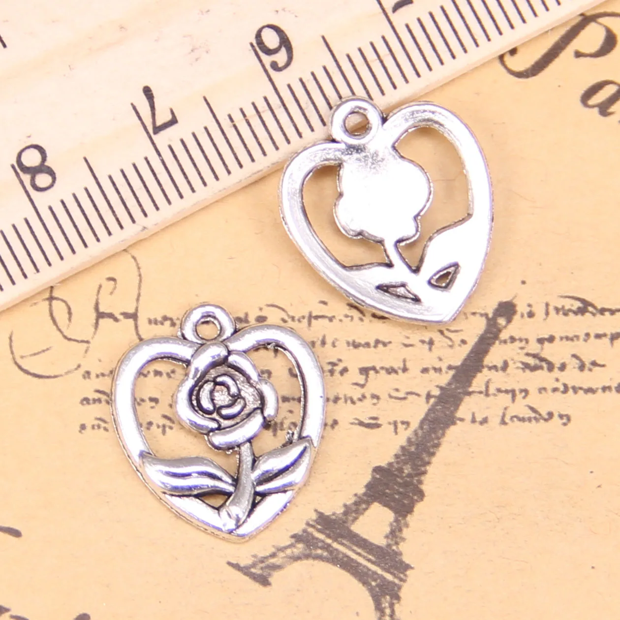 

90pcs Jewelry Charms heart flower 18x16mm Antique Silver Plated Pendants Making DIY Handmade Tibetan Silver Jewelry