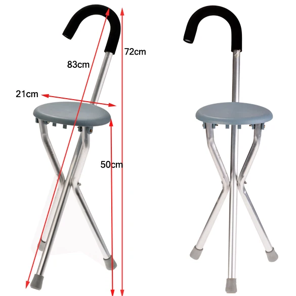 Алюминиевый сплав Трость со стулом штатив светильник-Утяжеленный стул для отдыха рыбалки для пожилых/кемпинга стикер ходунки Помощь стул