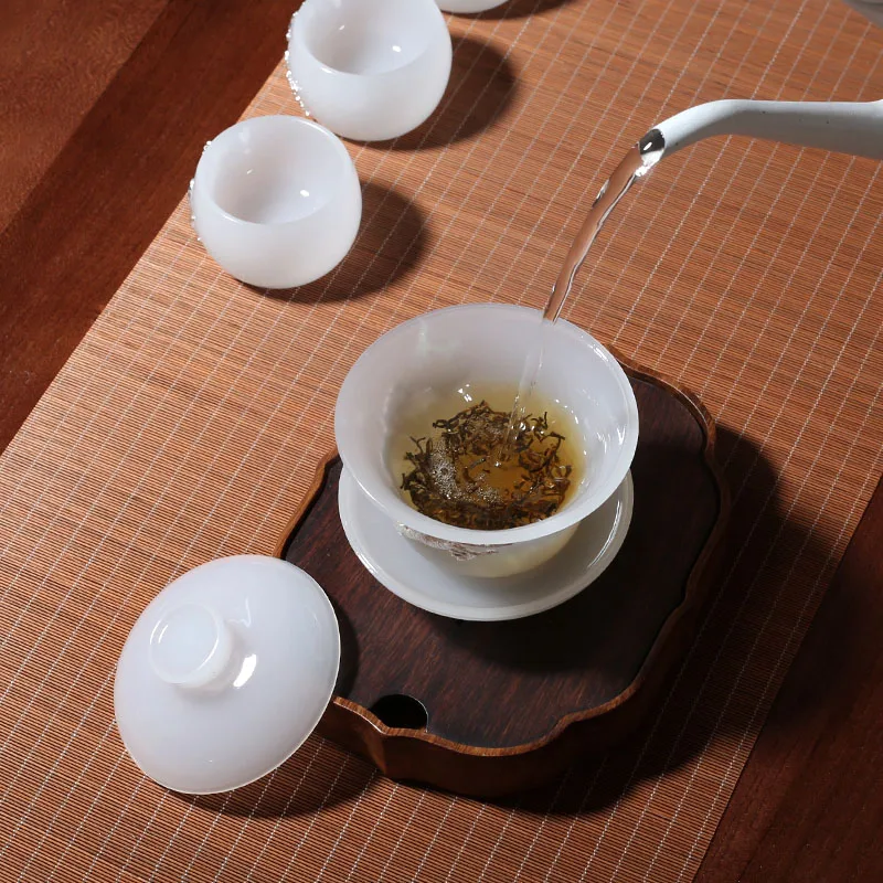 Розовый 120 мл, нефрит, Китай, с серебром, Gaiwan Dragon, инкрустированный серебром китайский чай кунг-фу, супница, ручная работа, домашний чай, посуда для напитков