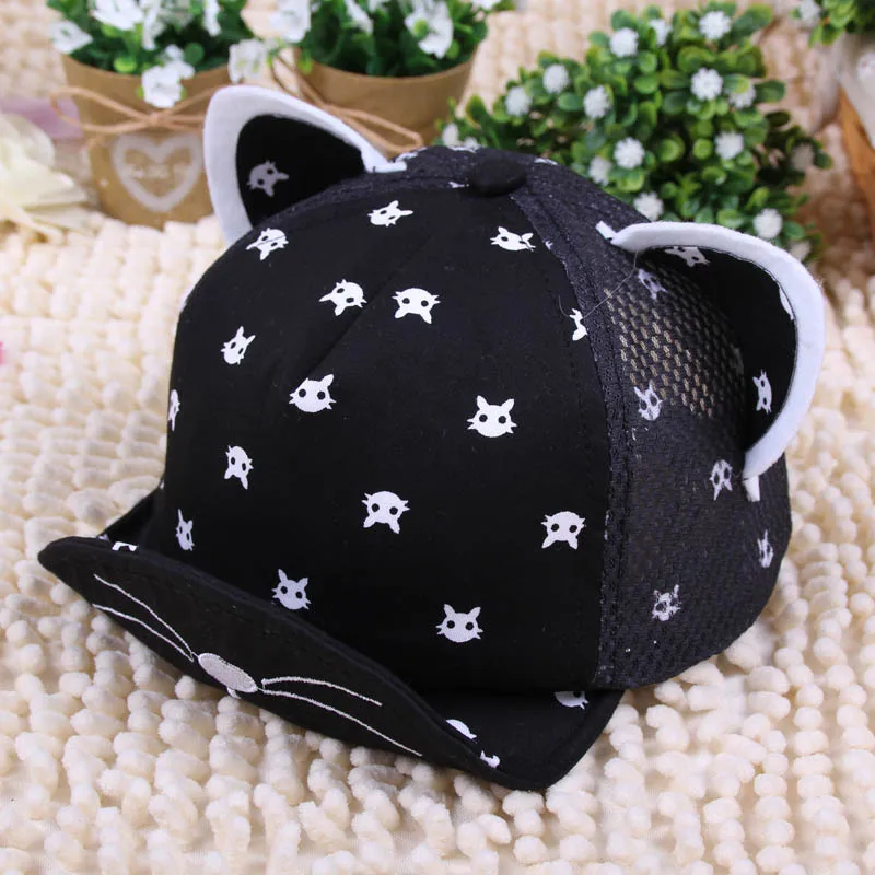 Style 1 mesh black Летняя Милая Кепка в горошек с большим бантом, хлопковая детская бейсбольная кепка для девочек, Кепка с козырьком в стиле хип-хоп, Кепка от солнца, Кепка с козырьком - Цвет: Style 1 mesh black