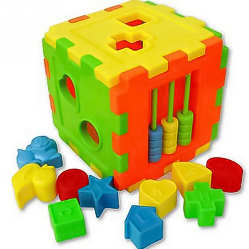 1Set Cube Bricks Matching Blocks Sorting Box Plastic Baby Intelligence