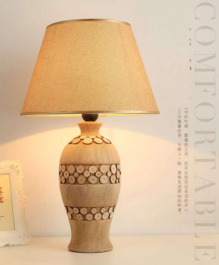 

Table Lamp Ceramic Bedroom Bedside Table New Chinese Style Simple Modern Living Room Pastoral Country Fabric Study CL