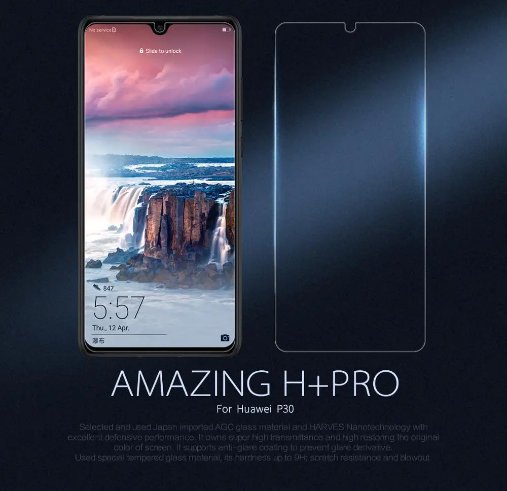 Закаленное стекло Nillkin для Huawei P30 Amazing H + Pro Nano Противоударная жесткая защитная