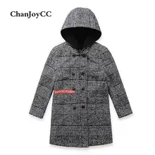 ChanJoyCC Winter Hot Sale Children’s Coat Baby Boys Long Sleeve Fashion Black And White Striped Hooded Outerwear For Kids