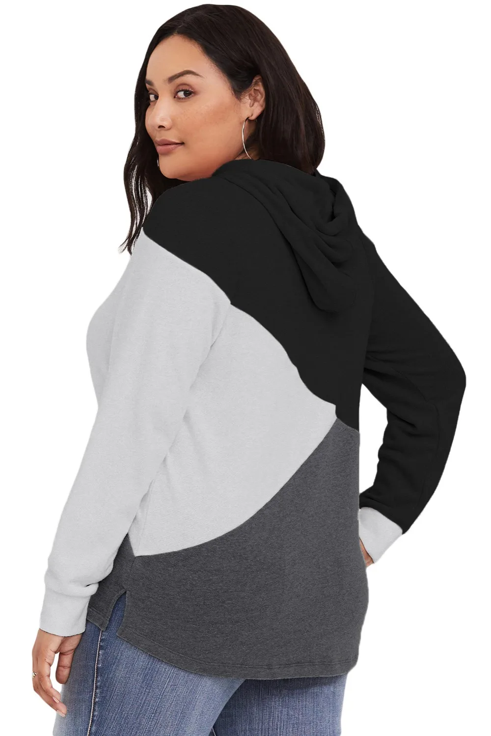Black-Hooded-Tricolor-Blocked-Plus-Size-Top-LC251565-2-2