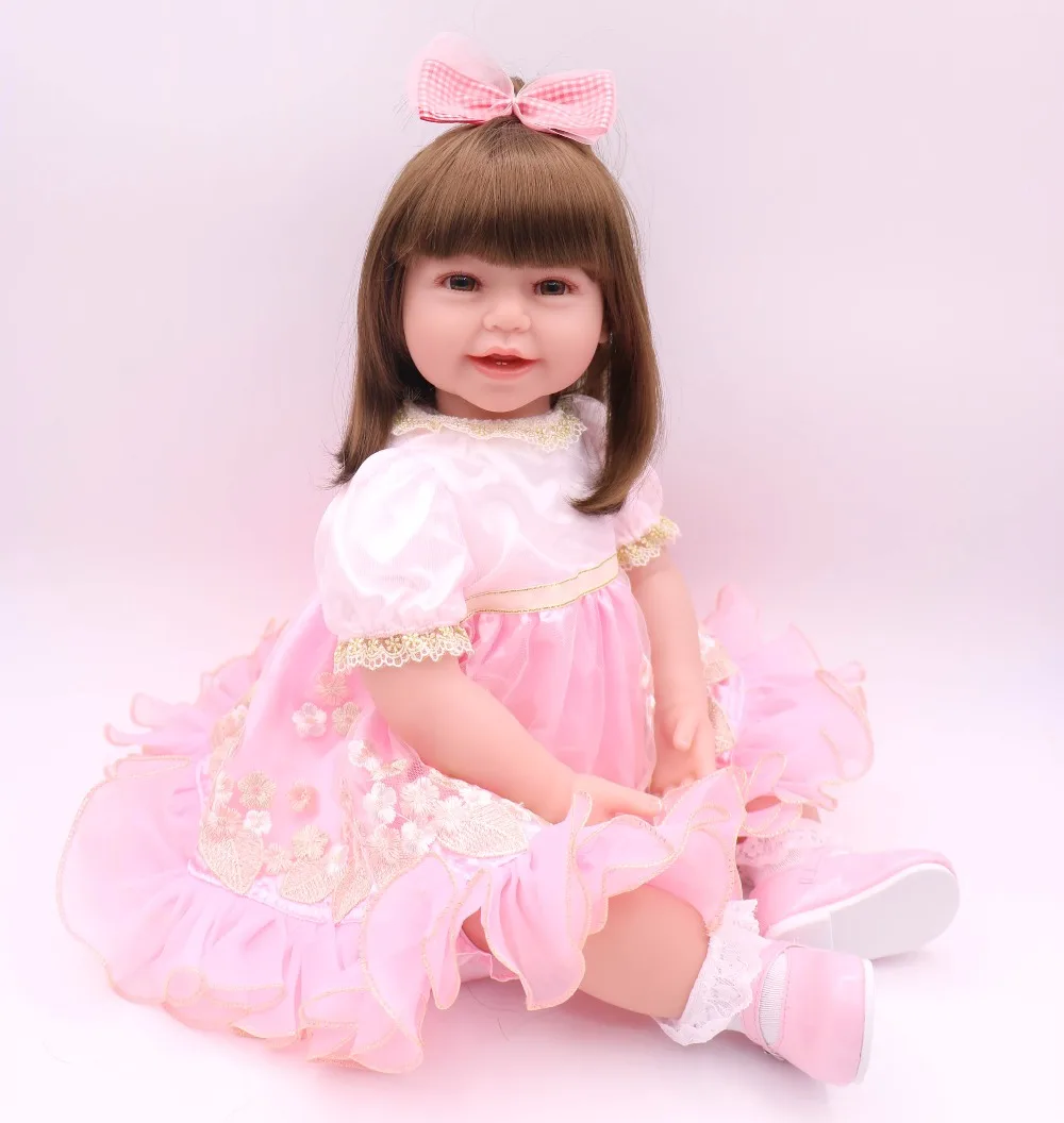 

Limited favorites24in 60cm cute cotton body Lifelike baby girl with pink princess skirt silicone Bonecas Bebe Reborn baby dolls