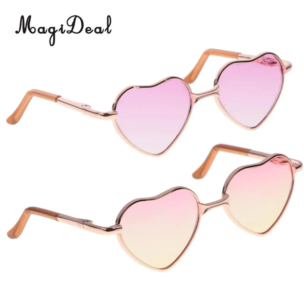 1/6 Fashion Heart Gold Frame Sunglasses for Blythe Dolls or Pet Toy Accessories