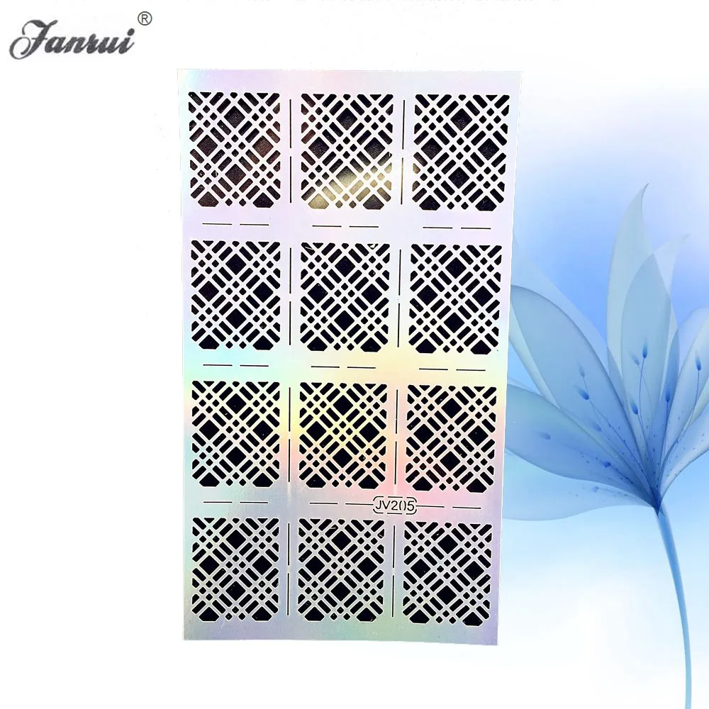 

Nail Vinyls Adhesive Ultra-thin Plaid Net Line Hollow Out Nail Stencil Sticker for Manicure Template Nail Art Decoration AJV205