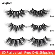 50 пар DHL Visofree 25 мм ресницы драматические норковые ресницы мягкие длинные 3D норковые ресницы крест-накрест полный объем ресницы макияж