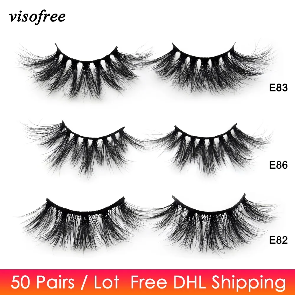 

50 Pairs Free DHL Visofree 25mm Lashes Dramatic Mink Lashes Soft Long 3D Mink Eyelashes Crisscross Full Volume Eye Lashes Makeup