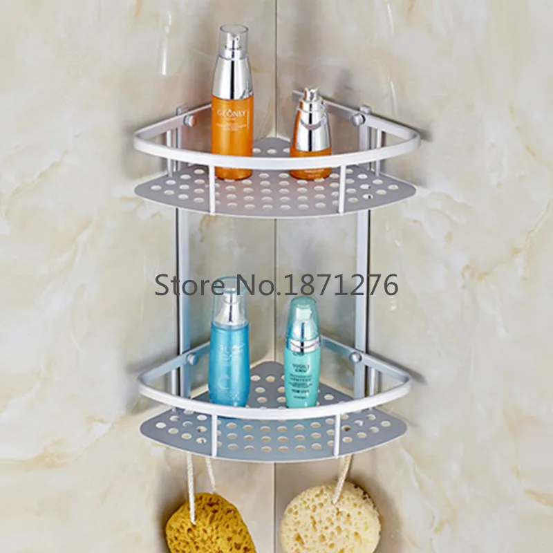 Настенная Двухуровневая алюминиевая полка для ванной комнаты|aluminum bathroom shelf|bathroom