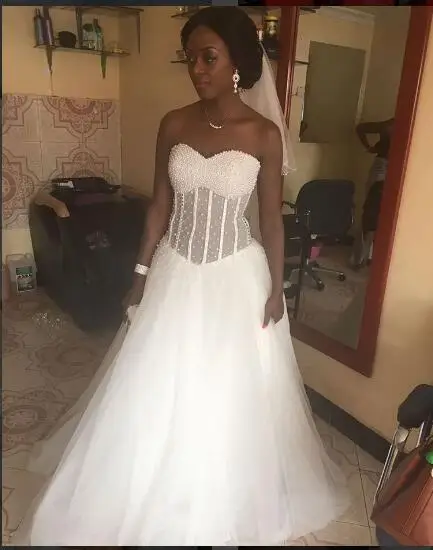 Stunning African American Black Girl Wedding Dress Sweetheart