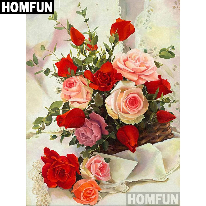 HOMFUN полная квадратная/круглая дрель 5D DIY Алмазная картина "цветок розы" вышивка крестиком 5D домашний Декор подарок A06846
