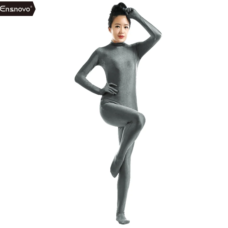 Ensnovo, синий, спандекс, Zentai, для всего тела, Облегающий комбинезон, Zentai, костюм, боди, костюм для женщин, трико лайкра, Одежда для танцев - Цвет: Dark Gray