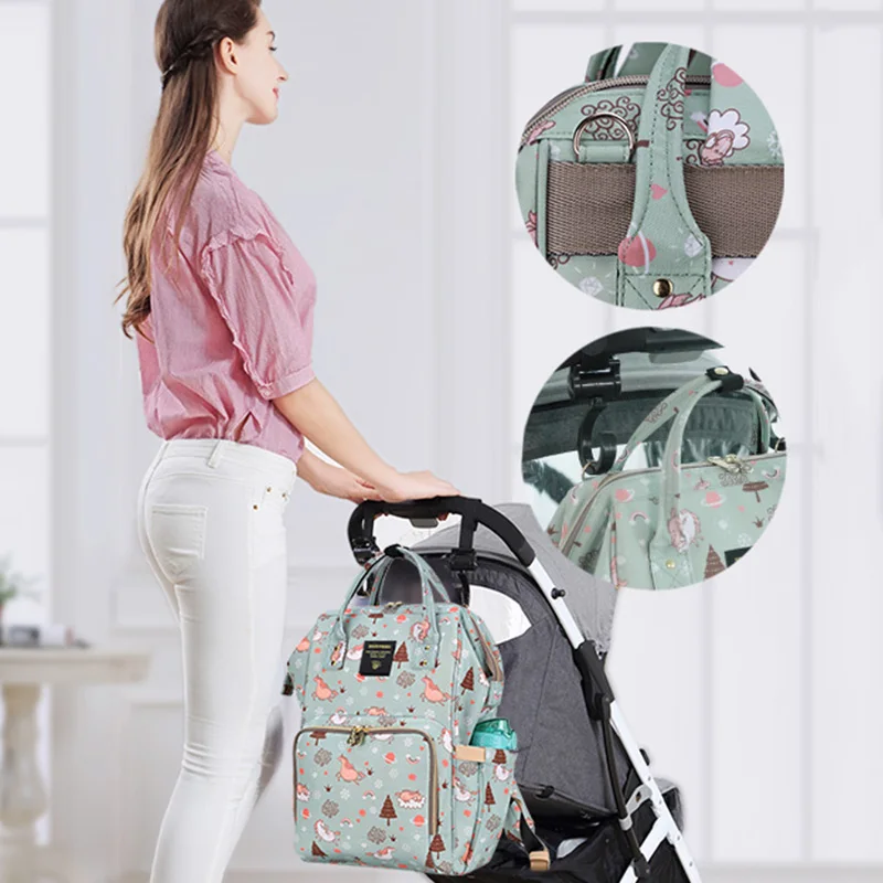 SUNVENO mamá bolsa de gran capacidad bebé bolsa de diseñador de moda bolsa de mochila de viaje de cuidado del bebé bolsa para madre chico - 4