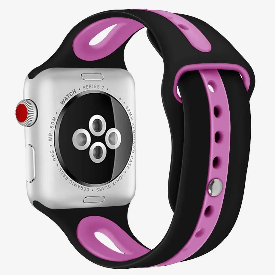 10 цветов модный силиконовый ремешок для часов Apple Watch Series 1 2 3 4 iWatch 38 мм 42 мм 40 мм 44 мм сменный ремешок для браслета