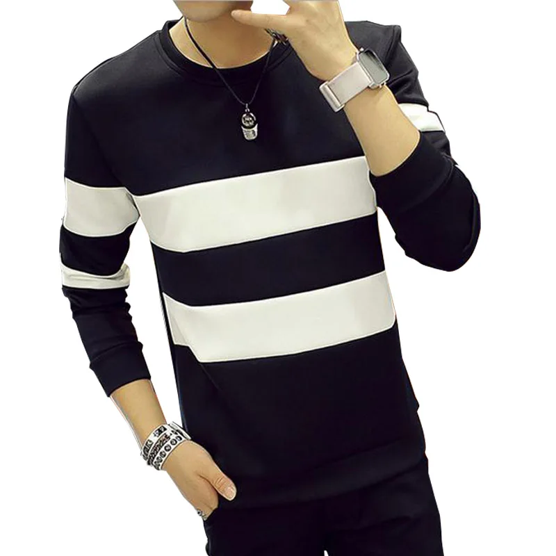 

2018 t-shirt men tee shirt summer clothing print stripe casual o-neck long sleeve homme top tee femme plus size Hipster t-shirts