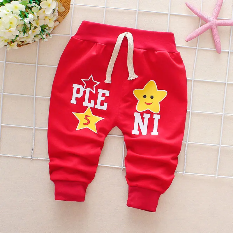 Розничная, новая весенняя детская одежда для новорожденных, штаны-шаровары с буквенным принтом «М» для маленьких мальчиков и девочек, легинсы, маленькие хлопковые брюки - Цвет: P0011red-xing