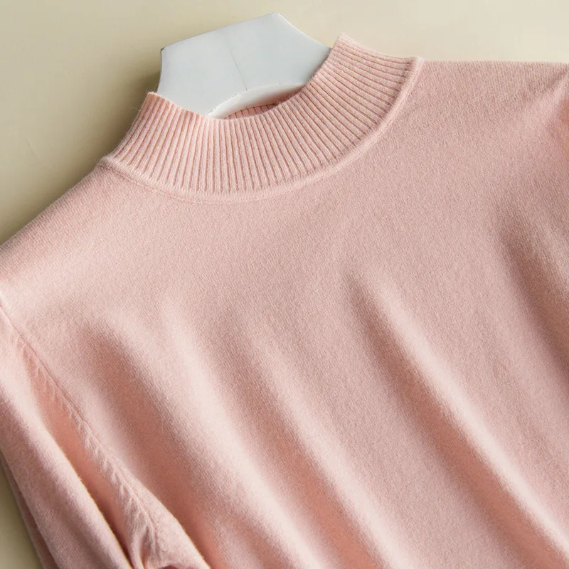 Autumn and winter wool sweater female half-high collar long-sleeved casual pullover soft and comfortable sweater anti-pilling Autumn and winter wool sweater female half-high collar long-sleeved casual pullover soft and comfortable sweater anti-pilling