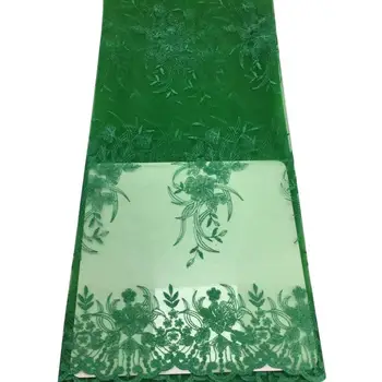 

Emerald Green African Lace Fabric 2019 High Quality French Mesh Lace Fabric With Stones Nigerian Milk Silk Lace Fabrics (7-19