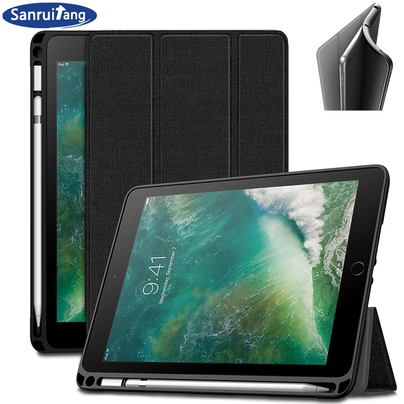 Чехол для нового iPad mini 5 7 9 дюйма 2019 с держателем карандаша умный кожаный тканевый