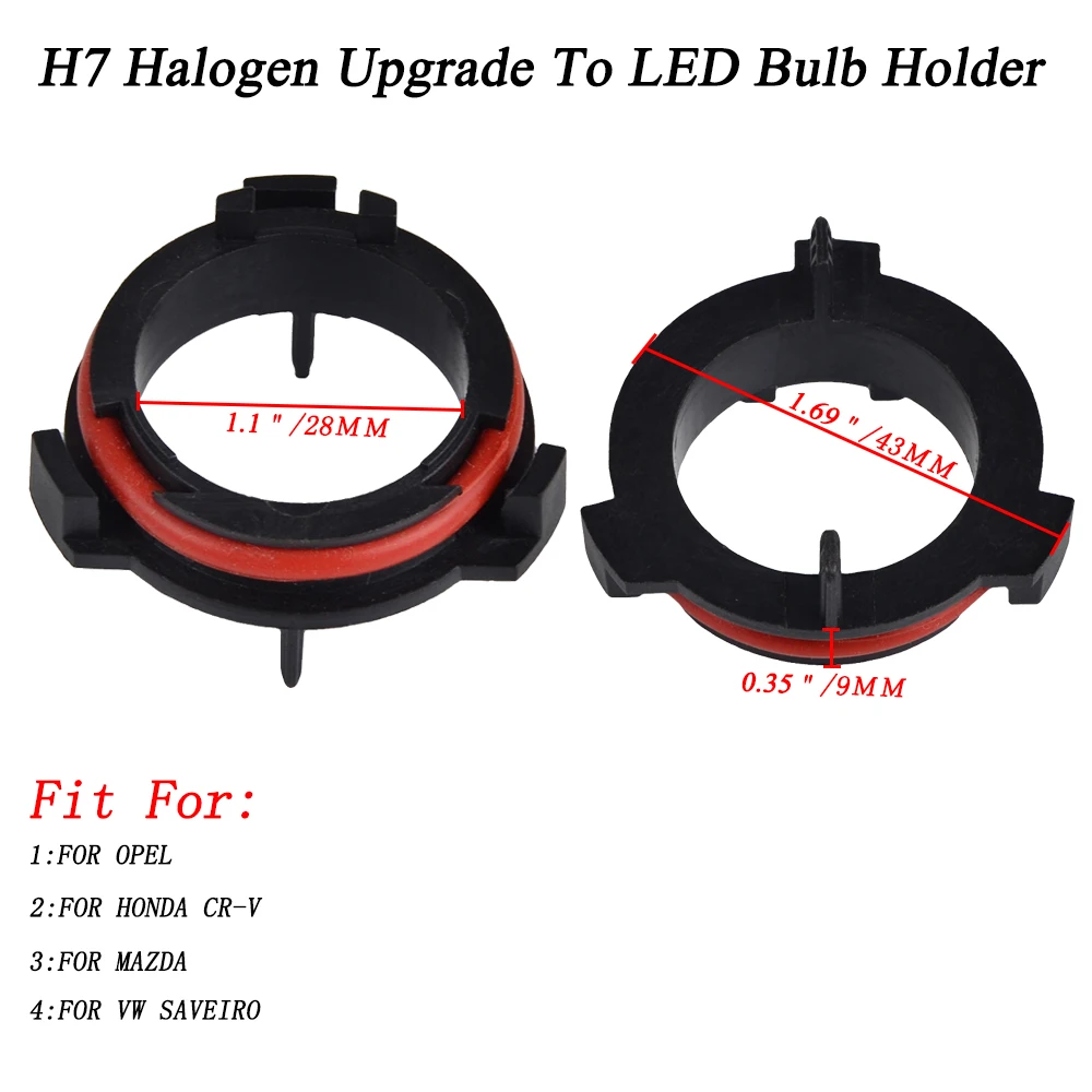 

H7 LED Headlight Bulb Adapter Base Retainer Holder For Opel /Honda CRV/ Mazda/ VW saveiro