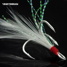 YINGTOUMAN высокоуглеродистой стали прочный сильный колючей покрытием противоизносные антикоррозионной рыболовные крючки с пером для морской/Река/Озеро