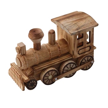 

Creative DIY Simulation Train Craft Ornaments Wooden Locomotive Figurines Handicraft Home Decoration Children's Toy Gift Zabawki