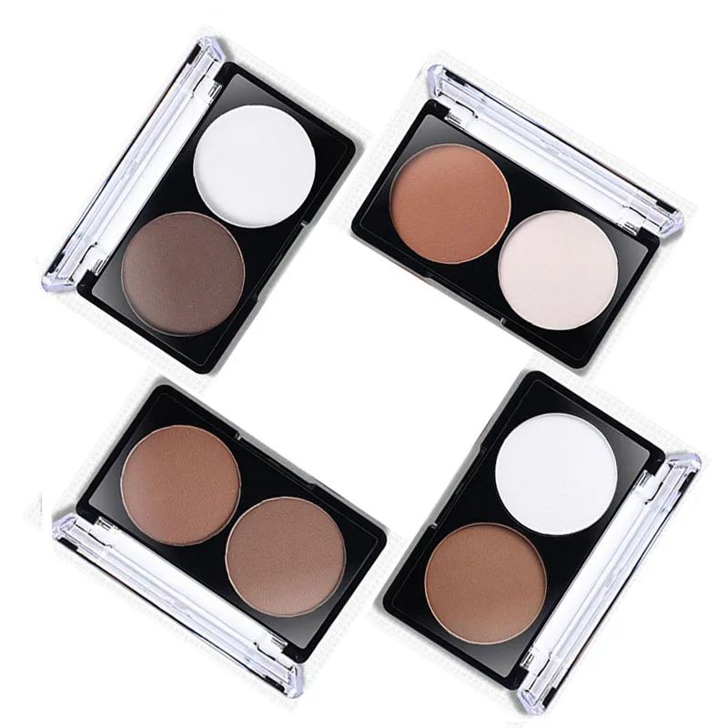 2 Color Face Shading Powder Contour Bronzer Highlighter Palette Set Trimming Powder Makeup Face Contour Grooming Pressed Powder