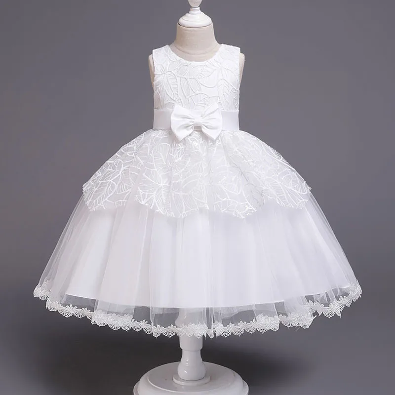 

6 Color Floral Wedding Party Clothes bow Girls princess Dresses Children Flower Baby Birthday Clothing 2-6 Year Girl Dress