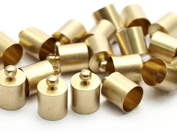 

40 Raw Brass Barrel End with Loop - 9x13mm Leather Cord Ends bs-1657