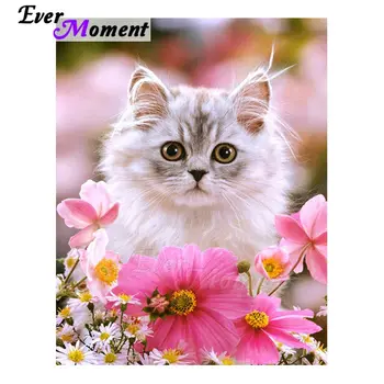 

Ever Moment Diamond Painting 5D DIY Full Square Drill Mosaic Decoration For Home Diamond Embroidery Cat Flower Stones S2F1776