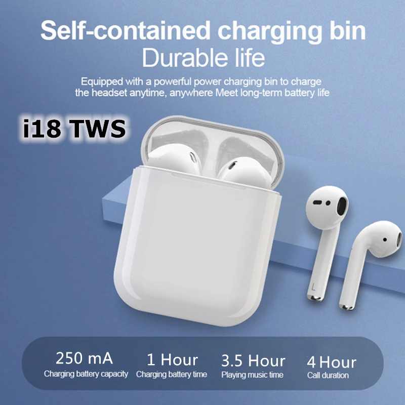 

i18 TWS True Wireless Bluetooth Sport Earphone Stereo Earbud Headset With Charging Box For iphone Huawei Xiaomi Samsung wireless