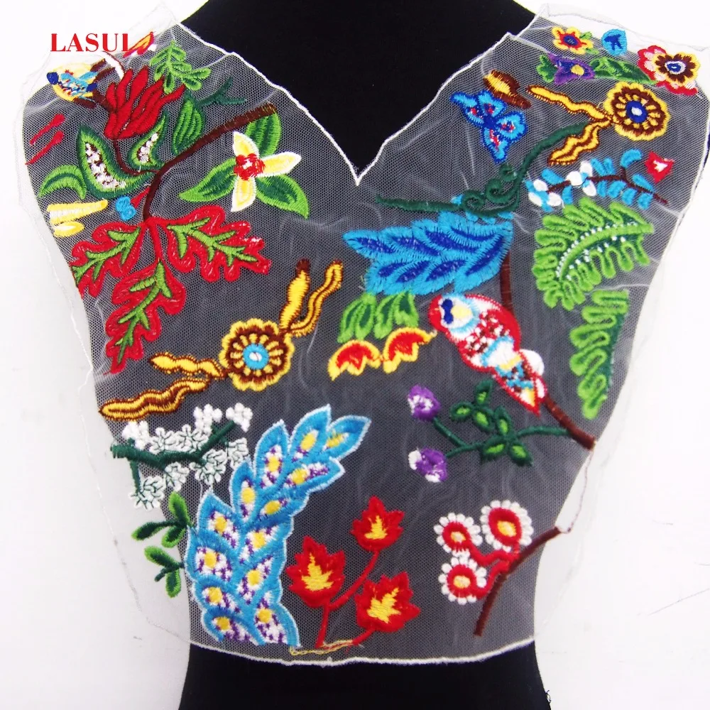 

LASUI 31 cm* 37 cm=1 pcs Exquisite multicolor cotton embroidery mesh lace collar Lace Neckline Fabric DIY dress 0153