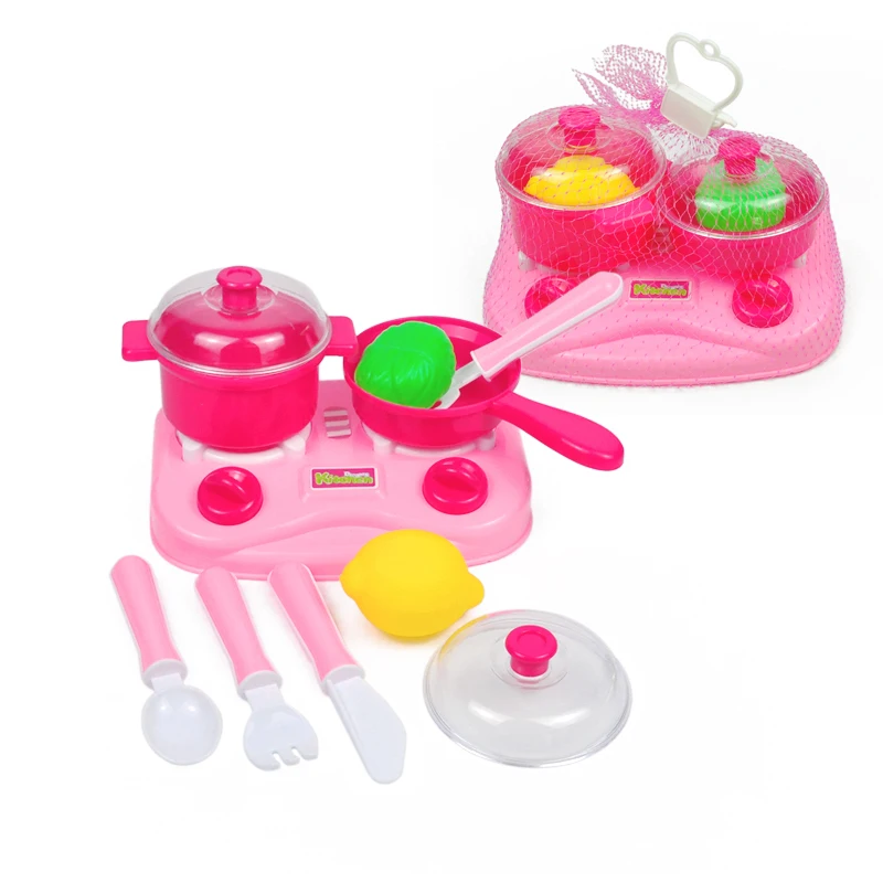 Pink Plastic Kitchen Pretend Play Food Toys Fruit Educational Kids Pink Plastic Kitchen Pretend Play Food Toys Fruit Educational Kids Cooking Teapot Tableware Tea Set Net Bag Packaging In From