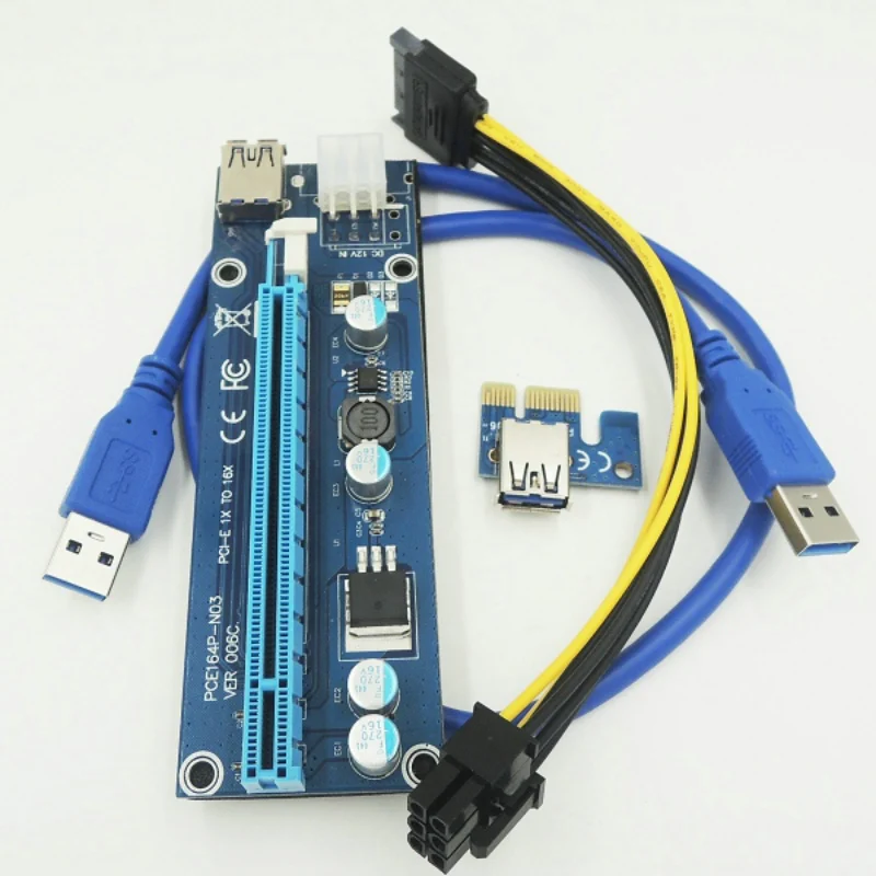 PCIe VER 006C PCI E 1X до 16X адаптер Райзера с питанием от сети карта графическим
