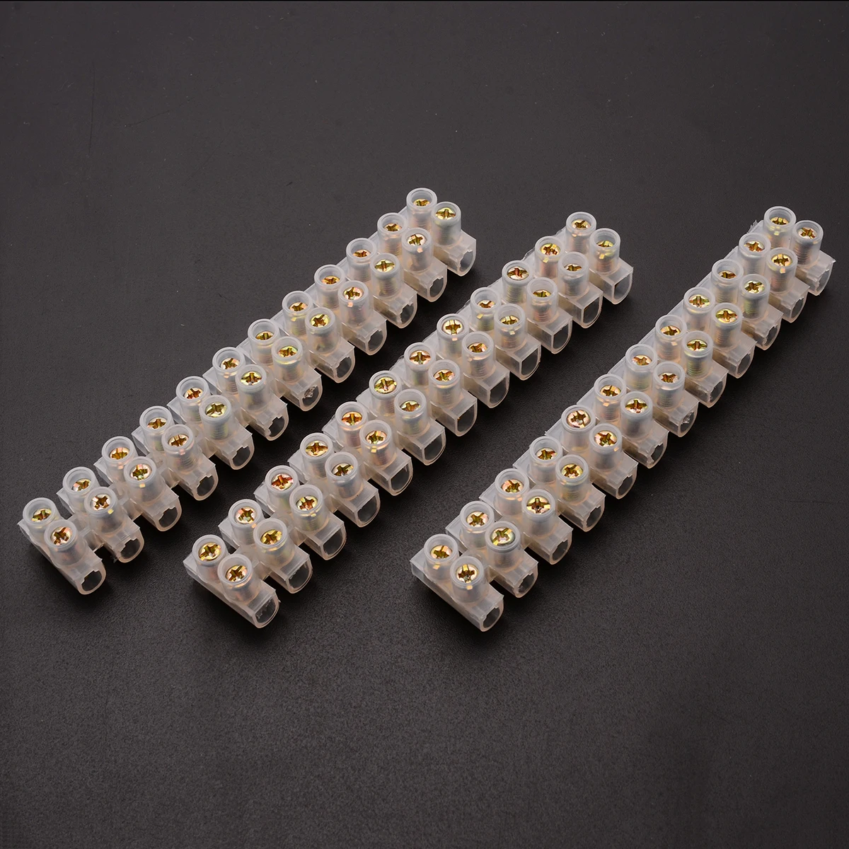3pcs/set  Electrical Copper Terminal Barrier Strips 12 Way 3A Barrier Screw Terminal Block Wire Connection Connector Strip