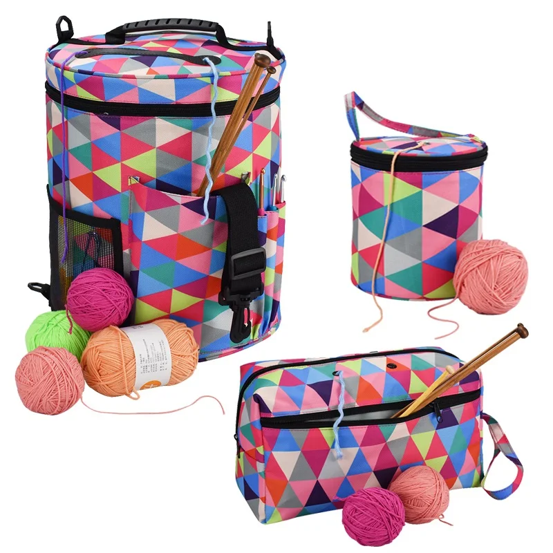 

Rainbow Color Yarn Storage Knitting Yarn Bag Tote Bag Big Capacity Organizer Bag For Weave Tools Crochet Accessories Storage Bag