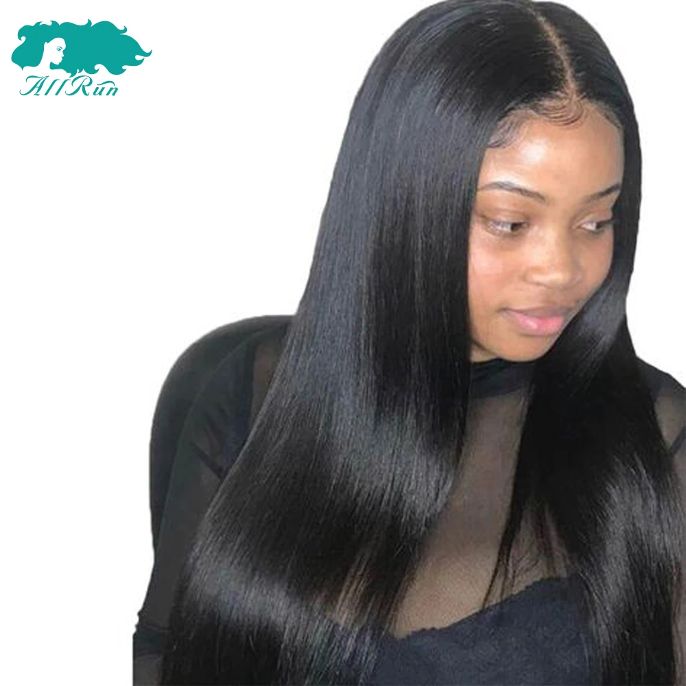 AllRun Brazilian Lace Front Human Hair Wigs For Women Non Remy Hair Straight Lace Frontal Closure Wigs With Baby Hair Full End