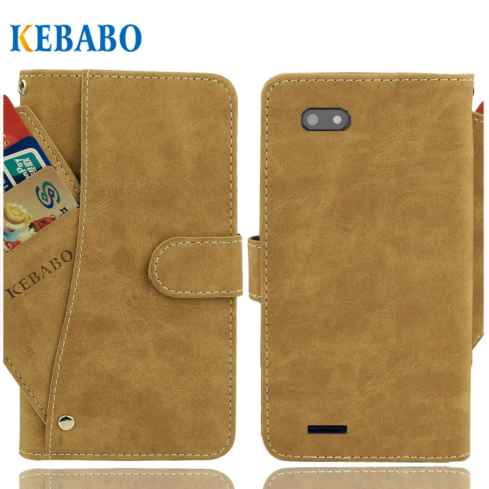 

Vintage Leather Wallet Fly Slimline Case 5.45" Luxury 3 Front Card Slots Cover Magnet Stand Phone Protective Bags